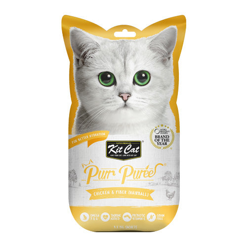 Kit Cat Purr Puree Chicken and Fiber (Hairball) - Pooch Pet Stores LLC