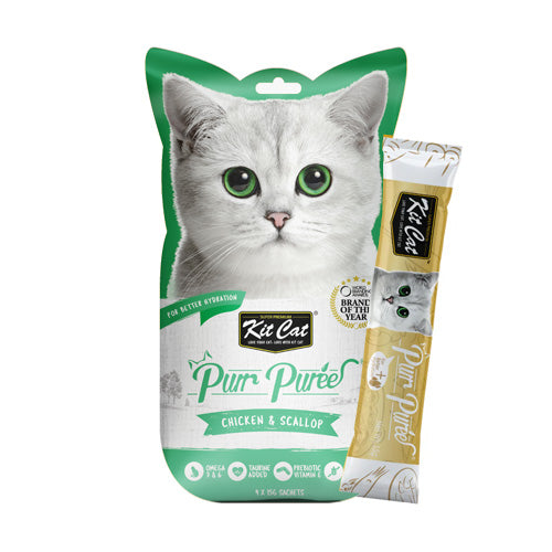 Kit Cat Purr Puree Chicken and Scallop - Pooch Pet Stores LLC