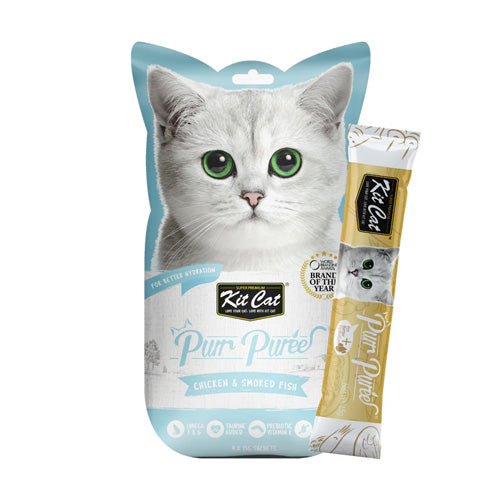 Kit Cat Purr Puree Chicken and Smoked Fish - Pooch Pet Stores LLC