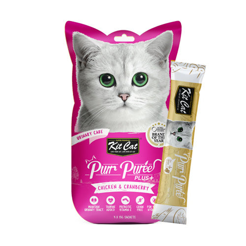 Kit Cat Purr Puree Plus+ Chicken and Cranberry - Pooch Pet Stores LLC