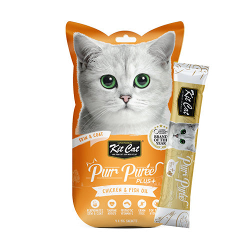 Kit Cat Purr Puree Plus+ Chicken and Fish Oil - Pooch Pet Stores LLC