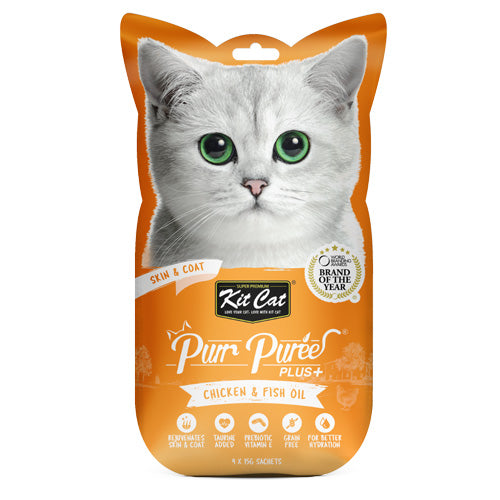 Kit Cat Purr Puree Plus+ Chicken and Fish Oil - Pooch Pet Stores LLC