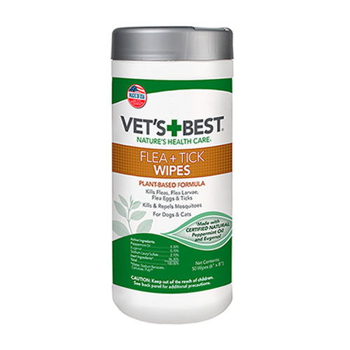 Vet's Best® Flea and Tick Wipes (50 wipes) - Pooch Pet Stores LLC