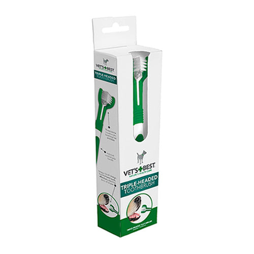 Vet's Best® Triple Headed Toothbrush for Dogs - Pooch Pet Stores LLC